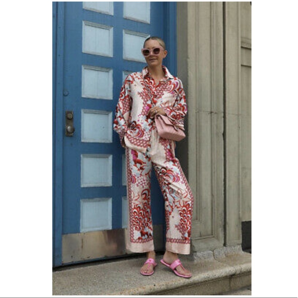 ZARA NWT SS21 MULTICOLORED FLOWY PATCHWORK PANTS - Picture 1 of 8